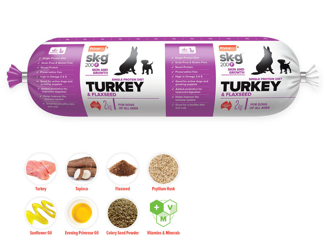 Prime 100 SK-G 200F Turkey and Flaxseed 2kg (Pick Up or Local Delivery Only),